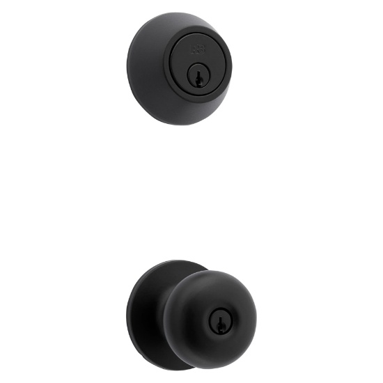 RELIABILT BARON MATTE BLACK EXTERIOR SINGLE-CYLINDER DEADBOLT KEYED ENTRY DOOR KNOB COMBO PACK