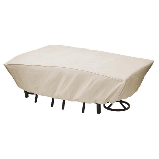 STYLE SELECTIONS TAN POLYESTER PATIO FURNITURE COVER FOR DINING SET