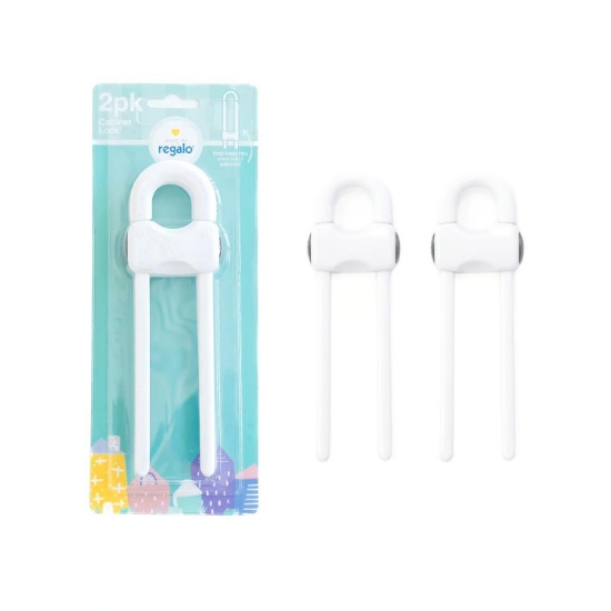 REGALO WHITE PLASTIC CABINET LOCKS, 2 PK