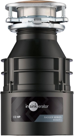 INSINKERATOR BADGER 5 GARBAGE DISPOSAL, 1/2 HP CONTINUOUS FEED FOOD WASTE DISPOSER