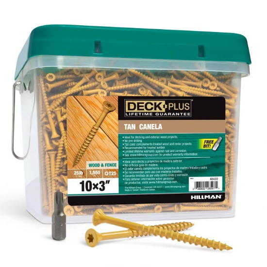 HILLMAN DECK PLUS NO. 10 GA. X 3 IN. L TAN STAR FLAT HEAD EXTERIOR DECK SCREWS, 26 LB, 1550