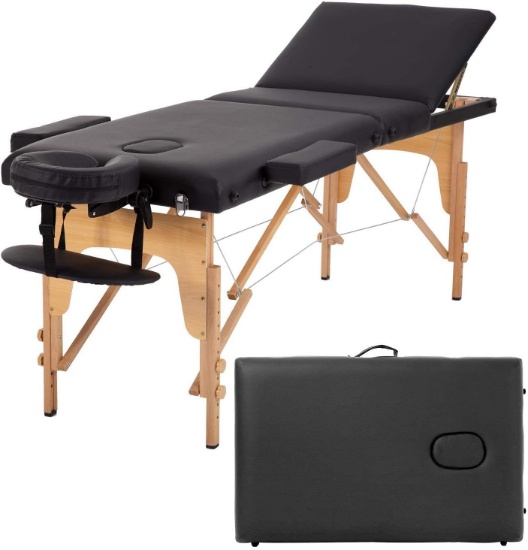 MASSAGE BED PORTABLE TABLE, 24" WIDE, ADJUSTABLE HEIGHT, W/BAG, FOR SPA, TATTOO, FACIAL