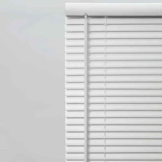 PROJECT SOURCE ROOM DARKENING 1-IN SLAT 29-IN X 64-IN CORDLESS WHITE VINYL MINI-BLINDS