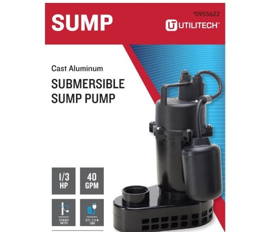 UTILITECH 0.33-HP ALUMINUM SUBMERSIBLE SUMP PUMP