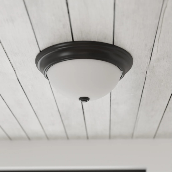 PROJECT SOURCE 2-LIGHT 13-IN MATTE BRONZE LED, FLUSH MOUNT LIGHT