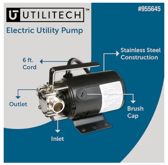 UTILITECH 0.083-HPSTAINLESS STEEL ELECTRIC UTILITY PUMP