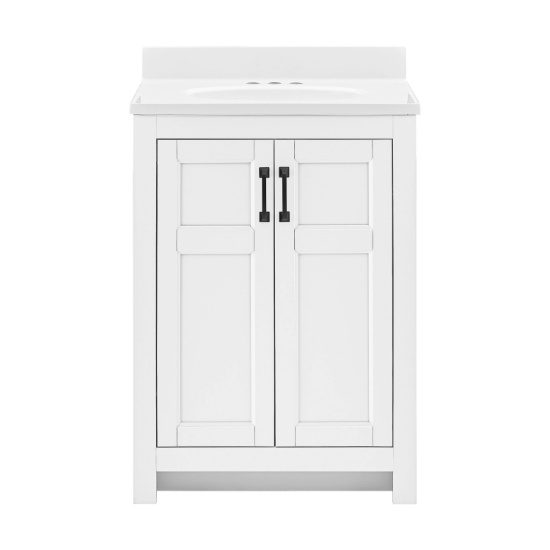 STYLE SELECTIONS LOWRY 25-IN WHITE SINGLE SINK BATHROOM VANITY W/WHITE ACRYLIC TOP