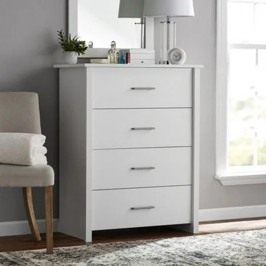 MAINSTAYS HILLSIDE 4-DRAWER DRESSER, WHITE FINISH