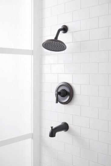 ALLEN + ROTH TOWNLEY OIL RUBBED BRONZE 1-HANDLE BATHTUB AND SHOWER FAUCET W/VALVE