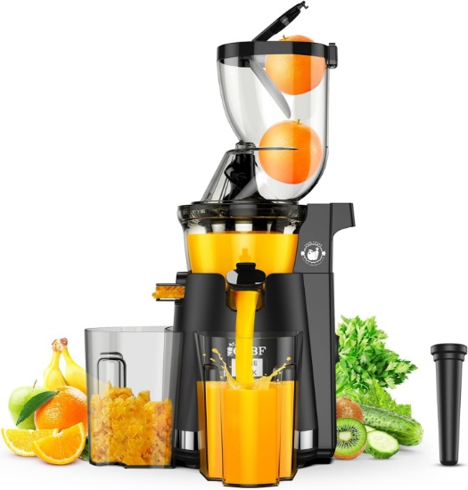 300W Slow Masticating Juicer, 3.5in Feed Chute, Cold Press, Reverse Function, Easy to Clean