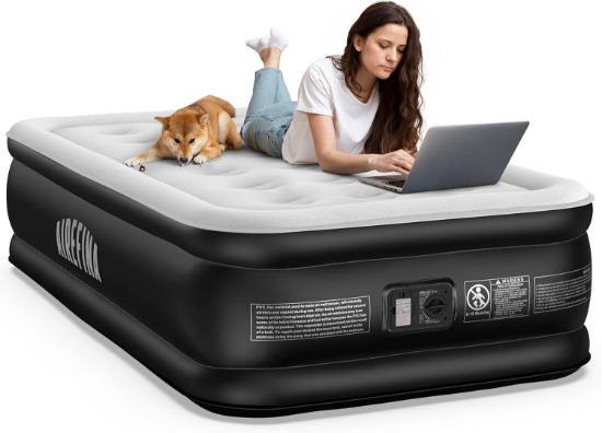 Twin Air Mattress, 18", Built-in Pump, Self Inflates in 2 mins, Portable, with Bag
