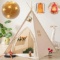 TINY LAND TEEPEE TENT FOR KIDS, W/13FT STAR LIGHTS, FOLDABLE, WASHABLE, INDOOR PLAY TENT