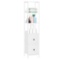 BATHROOM TALL CABINET, 5-TIER CORNER SHELF, 2 FABRIC DRAWERS, FREESTANDING, WHITE