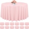 12 PACK 120 INCH PINK ROUND POLYESTER TABLECLOTHS - WASHABLE, FOR WEDDINGS, BANQUETS, DINING