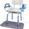 LUNYEE 360 SWIVEL SHOWER CHAIR, 400LBS, NON-SLIP, WITH BATH RUG & BACK SCRUBBER