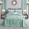 CHIXIN OVERSIZED KING BEDSPREAD SET - LIGHTWEIGHT, REVERSIBLE, DAMASK PAISLEY (SEAGLASS)