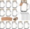 16 OZ MASON JARS WITH HANDLE, GLASS CUPS WITH LIDS & STRAWS, DRINKING GLASSES SET OF 12