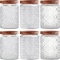 VINTAGE-STYLE GLASS JARS WITH WOODEN LIDS, 6 PACK, 24 OZ AIRTIGHT CONTAINERS FOR KITCHEN STORAGE