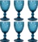 VINTAGE-STYLE WINE GLASSES SET OF 6, 12 OZ, EMBOSSED FLORAL CRYSTAL GLASS CUPS