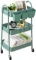 DANPINERA 3-TIER ROLLING CART, METAL STORAGE CART WITH WHEELS & CUPS, MOBILE TROLLEY, GREEN