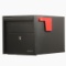 SMALL POST MOUNT MAILBOX BLACK, 12X12X18.5, ANTI-THEFT, WEATHERPROOF WITH FLAG, 2 KEYS