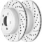 PAIR OF 2 FRONT TURBOGUARD COATED DRILLED SLOTTED SILVER-TONE BRAKE ROTORS, DRIVER & PASSENGER SIDE