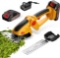 HEDGE TRIMMER CORDLESS 21V BATTERY, 2 IN 1 ELECTRIC SHRUBBERY TRIMMER, HANDHELD GRASS SHEAR