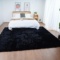 GHOUSE BLACK FAUX RABBIT FUR AREA RUG, 6X9, MACHINE WASHABLE, FLUFFY, NO-SHED, SHEEPSKIN