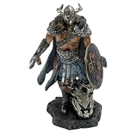 LOOYAR RESIN VIKING WARRIOR DRAGON SLAYER FIGURINE SCULPTURE ORNAMENT FOR HOME DECORATION