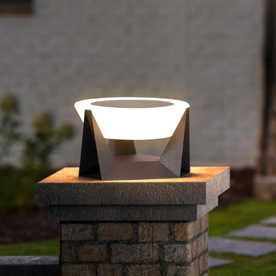 14.9" SOLAR POST LIGHT, OUTDOOR WATERPROOF FENCE COLUMN CAP LAMP, DUSK TO DAWN LED 3000K