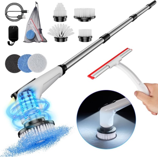 YEOLET ELECTRIC SPIN SCRUBBER - BRUSH HEADS, SHOWER SQUEEGEE