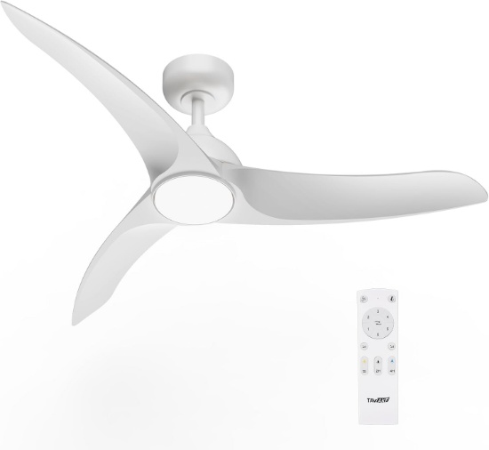 42IN CEILING FAN WITH LIGHTS, REMOTE & QUIET REVERSIBLE MOTOR, FOR INDOOR/OUTDOOR, WHITE