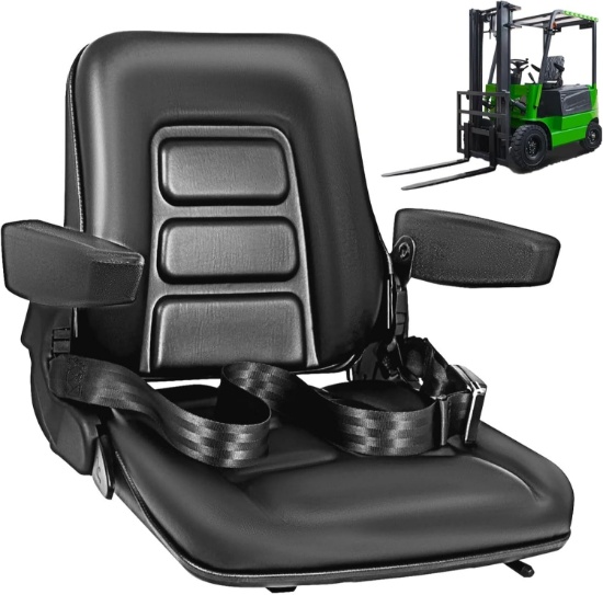 FORKLIFT/TRACTOR SEAT W/ MICRO SWITCH, ARMREST & BELT FOR MOWER, LOADER, BACKHOE, EXCAVATOR