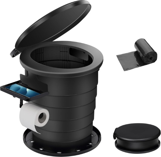 TRIPTIPS UPGRADE RETRACTABLE PORTABLE TOILET, ADJUSTABLE HEIGHT, FOLDABLE POTTY FOR CAMPING