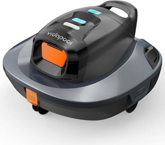 ROBOTIC POOL VACUUM CLEANER, PORTABLE, SELF-PARKING, LED, UP TO 860 SQ.FT, 90 MINS, GREY