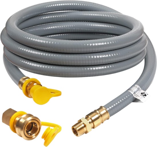12FT 3/4" ID NATURAL GAS HOSE WITH QUICK CONNECT FOR NG/LP APPLIANCES