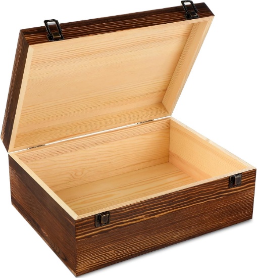 BARYDAT EXTRA LARGE WOODEN MEMORY BOX WITH HINGED LID FOR KEEPSAKES & DIY CRAFT, UNFINISHED PINE
