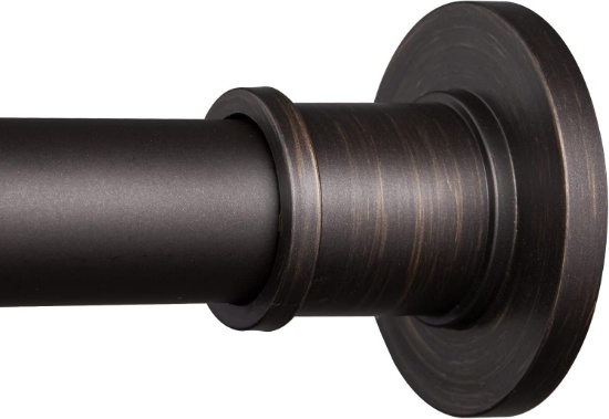 BRIOFOX SHOWER CURTAIN ROD, 43-72 INCH, STAINLESS STEEL, BRONZE PAINTED-GOLD-TONE FINIAL, NON-RUST