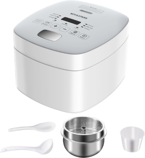 LOW CARB RICE COOKER, STAINLESS STEEL, 5 CUP, LED DISPLAY, TIMER, AUTO WARM, WHITE