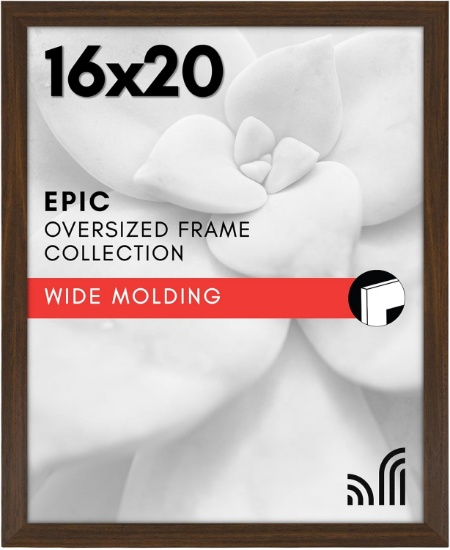 AMERICANFLAT 16X20 PICTURE FRAME - ENGINEERED WOOD, VERTICAL/HORIZONTAL DISPLAY, WALNUT