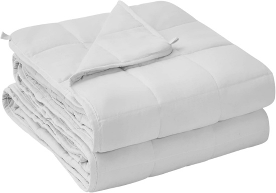 YESCOOL WEIGHTED BLANKET, 20 LBS, 60 X 80 , WHITE, COOLING FOR SLEEPING, QUEEN, MACHINE WASHABLE