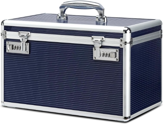 LARGE CAPACITY LOCKING MEDICINE BOX, 15 X 8.7 X 9.3 INCH, CHILDPROOF, BLUE/X-LARGE