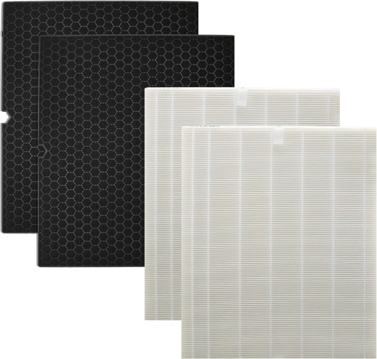 SMILYAN 2 SETS 116130 FILTER H FOR WINIX 5500-2, 2 HEPA & 2 CARBON PRE-FILTERS
