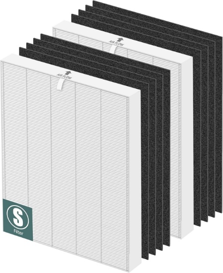 C545 HEPA FILTER FOR WINIX C545 AIR PURIFIER, 2 H13 TRUE HEPA & 8 CARBON PRE-FILTERS