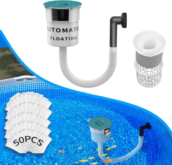SURFACE FLOAT SKIMMER, UPGRADE 2025, NO INSTALLATION, 10 FILTER SOCKS, PERFECT FOR WOMEN,TURQUOISE