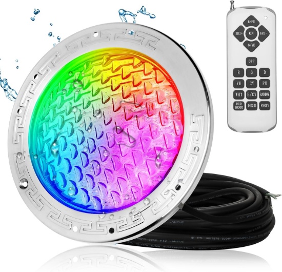 5G LED RGBW 10-INCH 12V POOL LIGHT, 50-FOOT CORD, WET NICHE, INGROUND SUBMERSIBLE (12V 50FT)