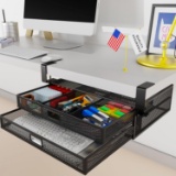 UNDER DESK DRAWER ORGANIZER, NO DRILL, METAL, SLIDE OUT, EXTRA LARGE, HOME & OFFICE USE