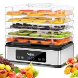 YASHE FOOD DEHYDRATOR, 5 STAINLESS STEEL TRAYS, TIMER & TEMP CONTROL, 420W, FOR FOOD & JERKY