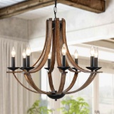 RUSTIC FARMHOUSE CHANDELIER, 8-LIGHT, 28