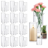 48 PACK GLASS CYLINDER VASES 4,6,8,10 INCH TALL, CLEAR FLOWER VASE HURRICANE FOR CENTERPIECE DECOR